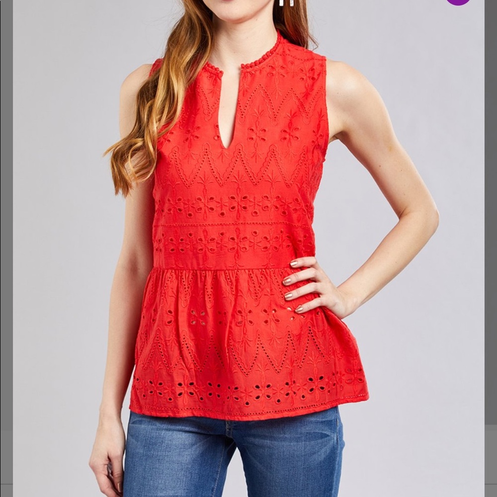 NWT Jennifer & Grace boho eyelet tank top